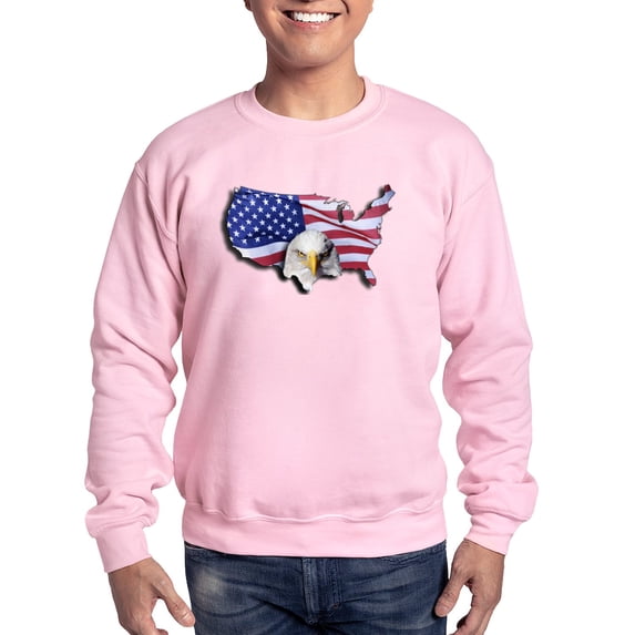 CafePress - Bald Eagle Over American Flag Sweatshirt - Crew Neck Sweatshirt