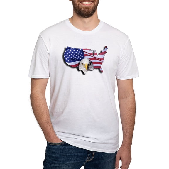 CafePress - Bald Eagle Over American Flag T Shirt - Fitted T-Shirt, Vintage Fit Soft Cotton Tee
