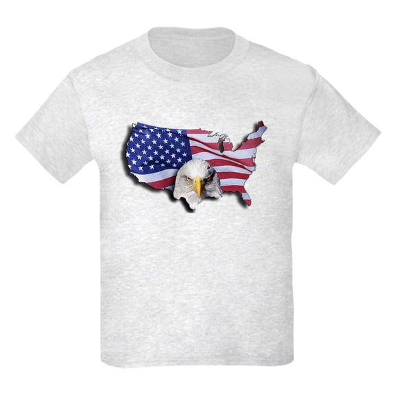 CafePress - Bald Eagle Over American Flag T Shirt - Light T-Shirt Kids XS-XL