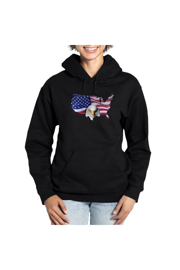 - Bald Eagle Over American - Pullover Hoodie, Classic & Comfortable Hooded Sweatshirt