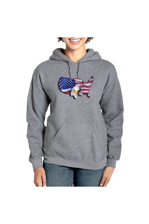 - Bald Eagle Over American - Pullover Hoodie, Classic & Comfortable Hooded Sweatshirt