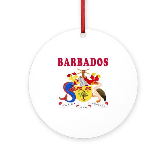 CafePress - Barbados Coat Of Arms Designs -  Round Wood Ornament 4"