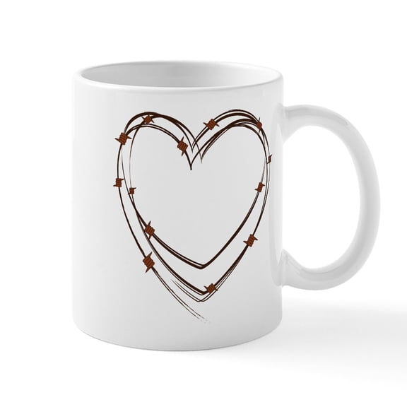 CafePress - Barbed Wire Heart Mug - 11 oz Ceramic Mug - Novelty Coffee Tea Cup