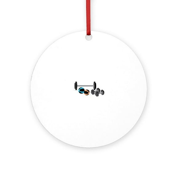 CafePress - Barbell Ball - Round Wood Ornament 4"