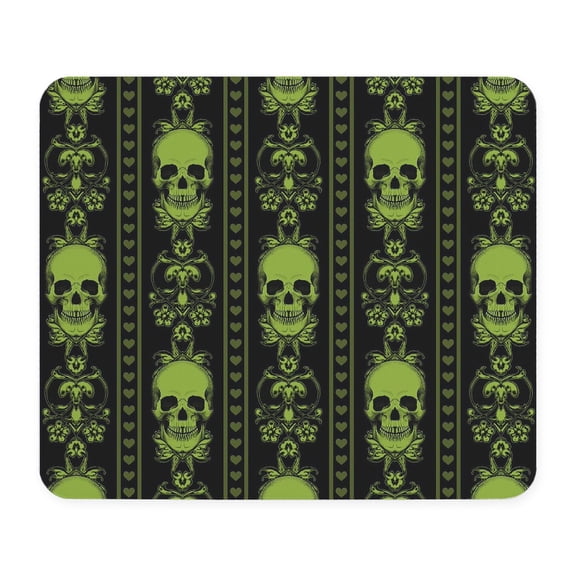 CafePress - Baroque Skull Stripe Pattern Green Mousepad - Non-slip Rubber Mousepad, Gaming Mouse Pad