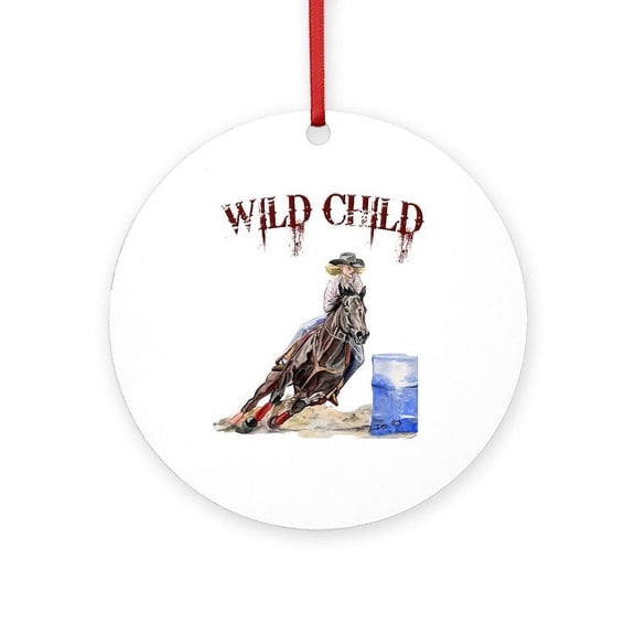 CafePress - Barrel Racer -  Round Wood Ornament 4"