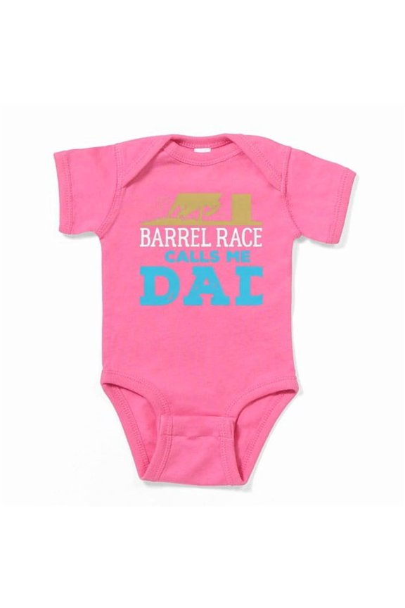 - Barrel Racing Dad My Favorite Barrel Racer Calls M - Cute Infant Baby Bodysuit Romper
