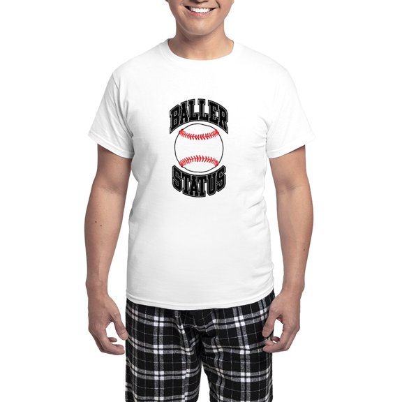 CafePress - Baseball Baller Status Men's Light Pajamas - Men's Light Loose Fit Cotton Pajama Set