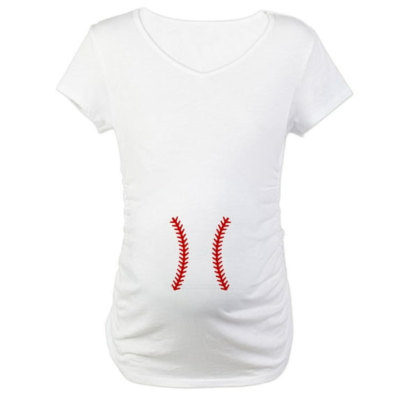 CafePress - Baseball Belly Maternity T Shirt - Cotton Maternity T-shirt, Cute & Funny Pregnancy Tee