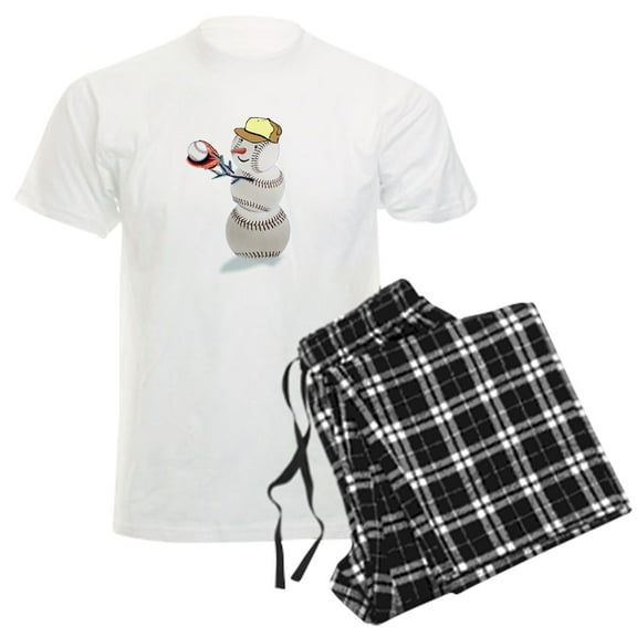 CafePress - Baseball Snowman Christmas Men's Light Pajamas - Men's Light Loose Fit Cotton Pajama Set