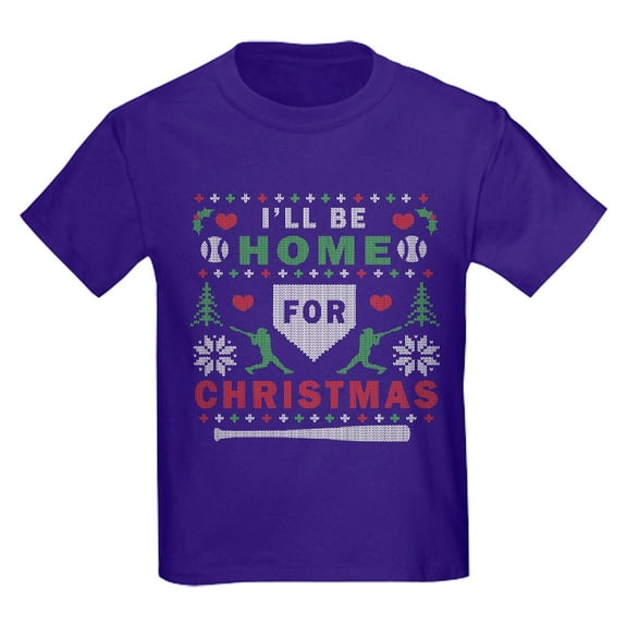CafePress - Baseball Ugly Christmas Kids Dark T Shirt - Dark T-Shirt Kids XS-XL