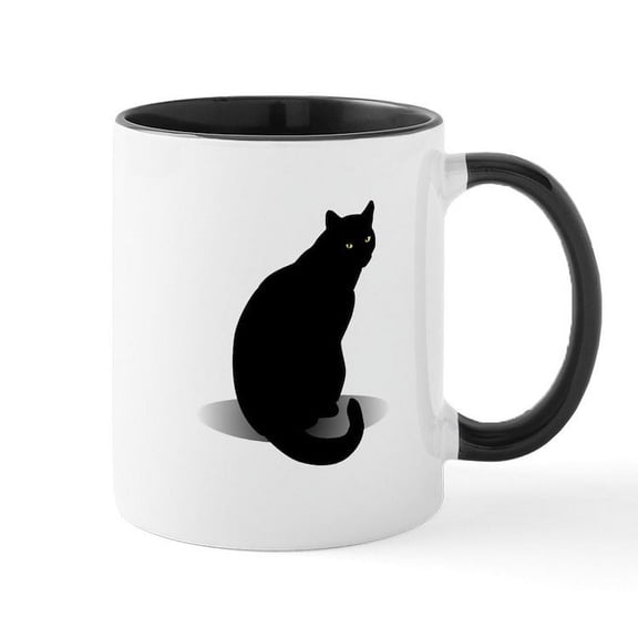 CafePress - Basic Black Cat Mug - 11 oz Ceramic Mug - Novelty Coffee Tea Cup