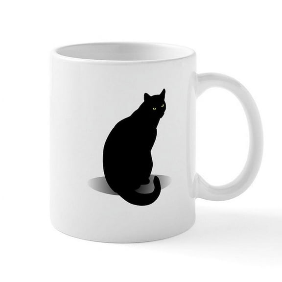 CafePress - Basic Black Cat Mug - 11 oz Ceramic Mug - Novelty Coffee Tea Cup