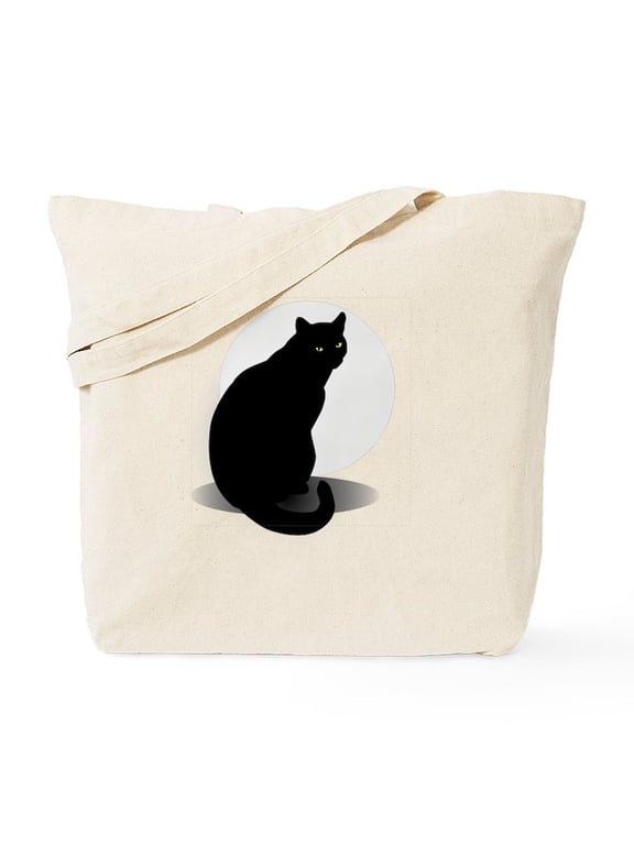 - Basic Black Cat Tote Bag - Unisex Canvas Tote Bag, Beige, 1-Piece