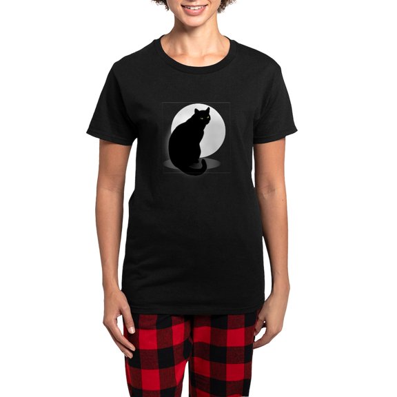 CafePress - Basic Black Cat - Women's Dark Pajamas