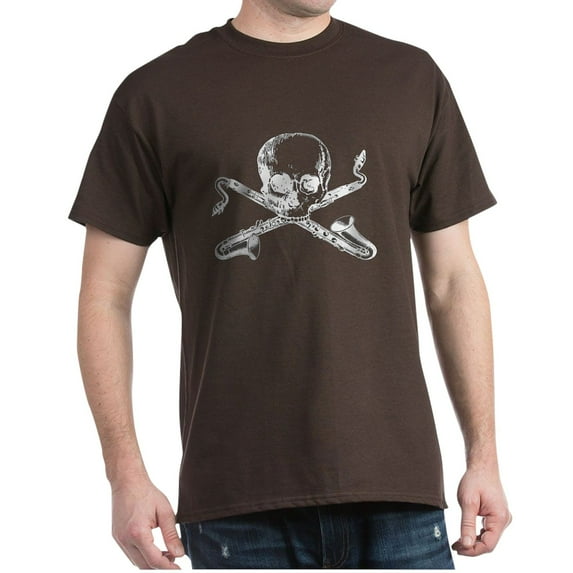 CafePress - Bass Clarinet Basset Horn Pirate Dark T Shirt - Men's Classic Graphic Cotton T-Shirt