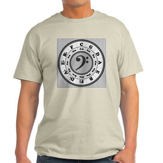 CafePress - Bass Clef Circle Of Fifths Light T Shirt - Men's Classic Cotton T-Shirts