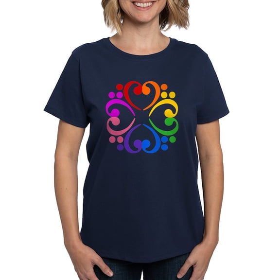 CafePress - Bass Clef Flower Women's Dark T Shirt - Women's Traditional Fit Dark T-Shirt