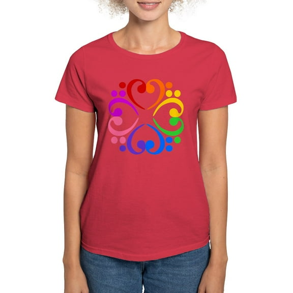 CafePress - Bass Clef Flower Women's Dark T Shirt - Women's Traditional Fit Dark T-Shirt