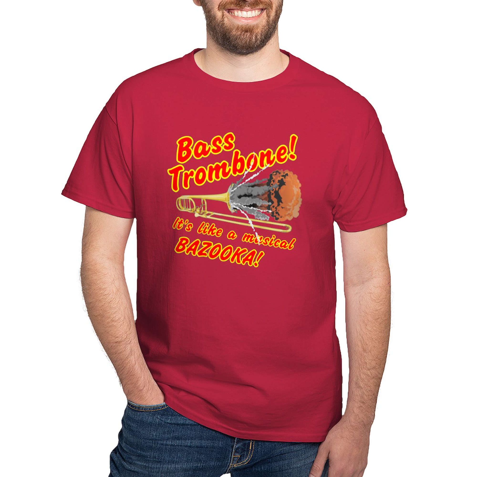 CafePress - Bass Trombone Musical Bazooka T Shirt - 100% Cotton T-Shirt - image 1 of 4