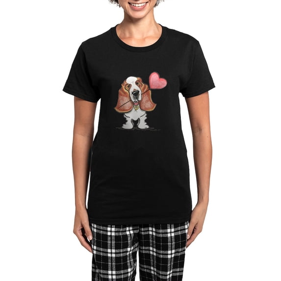 CafePress - Basset Heart Balloon Women's Dark Pajamas - Women's Short Sleeve Print T-Shirt and Pants Dark Cotton Pajama Set
