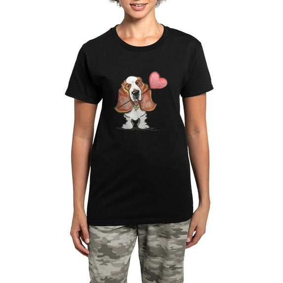 CafePress - Basset Heart Balloon Women's Dark Pajamas - Women's Short Sleeve Print T-Shirt and Pants Dark Cotton Pajama Set