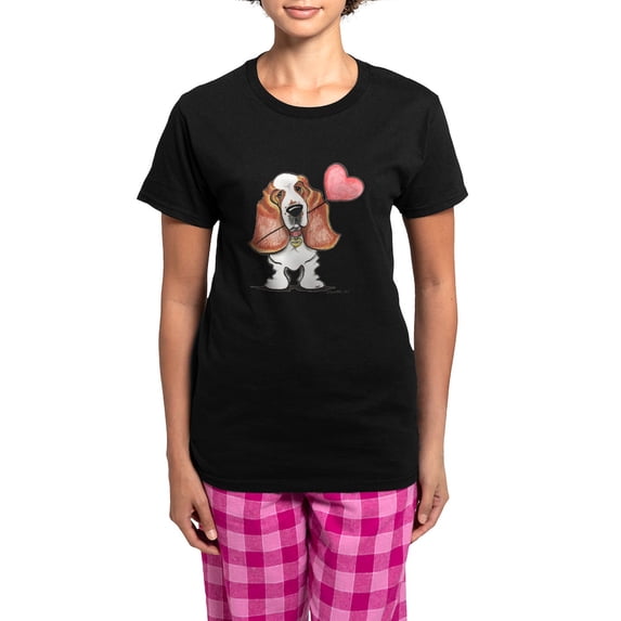 CafePress - Basset Heart Balloon Women's Dark Pajamas - Women's Short Sleeve Print T-Shirt and Pants Dark Cotton Pajama Set