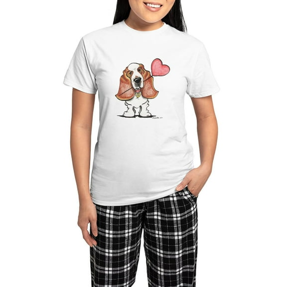 CafePress - Basset Heart Balloon Women's Light Pajamas - Women's Short Sleeve Print T-Shirt and Pants Light Cotton Pajama Set