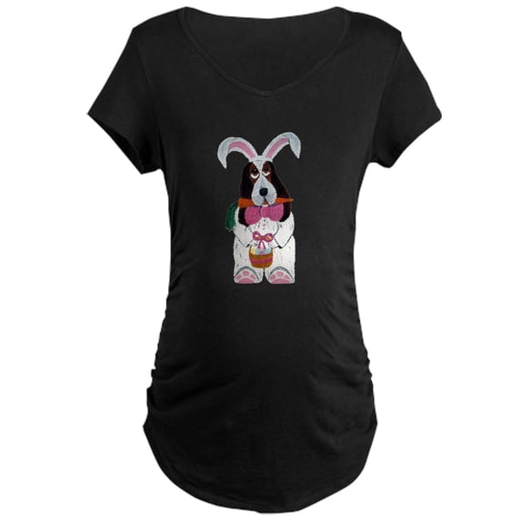 CafePress - Basset Hound Easter Bunny Maternity T Shirt - Maternity Dark T-Shirt