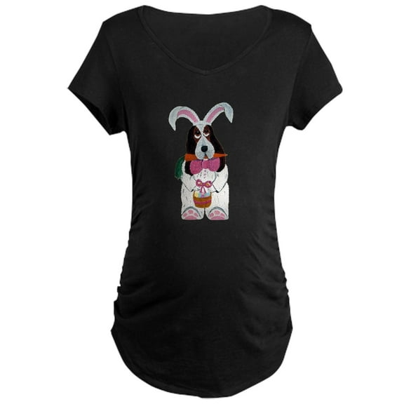 CafePress - Basset Hound Easter Bunny Maternity T Shirt - Maternity Dark T-Shirt
