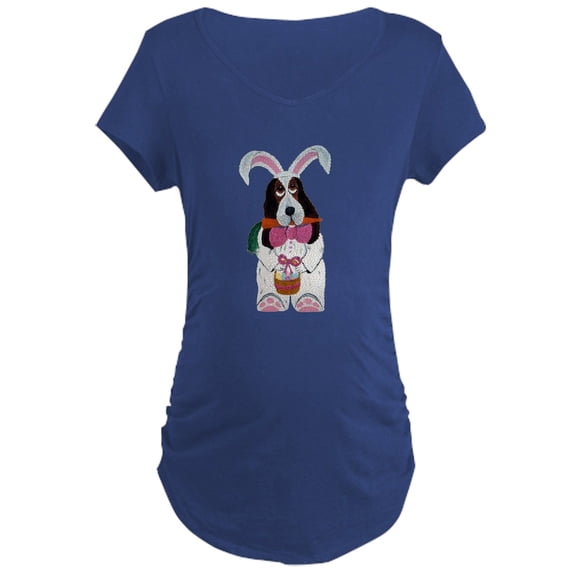CafePress - Basset Hound Easter Bunny Maternity T Shirt - Maternity Dark T-Shirt