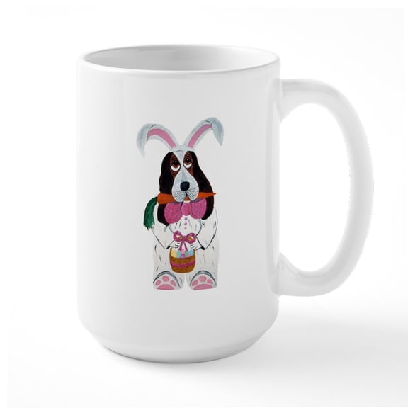 CafePress - Basset Hound Easter Bunny Mug - 15 oz Ceramic Large White Novelty Mug