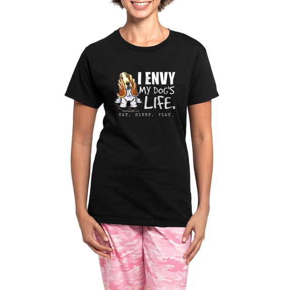 CafePress - Basset Hound Envy Women's Dark Pajamas - Women's Short Sleeve Print T-Shirt and Pants Dark Cotton Pajama Set