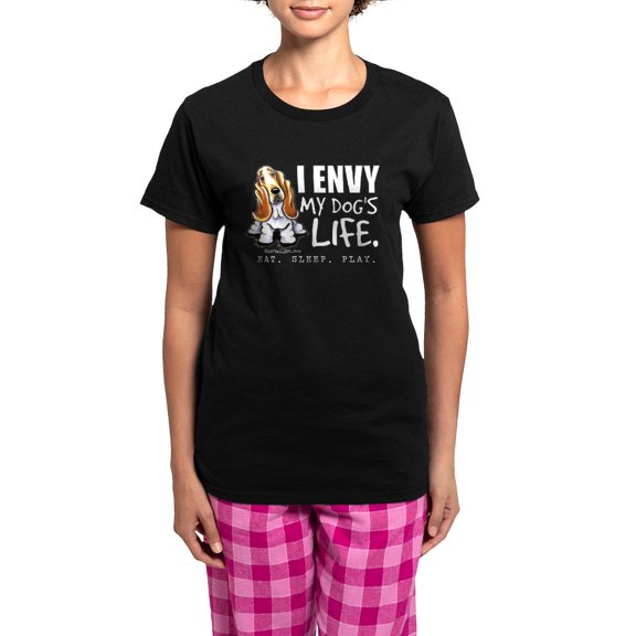 CafePress - Basset Hound Envy Women's Dark Pajamas - Women's Short Sleeve Print T-Shirt and Pants Dark Cotton Pajama Set