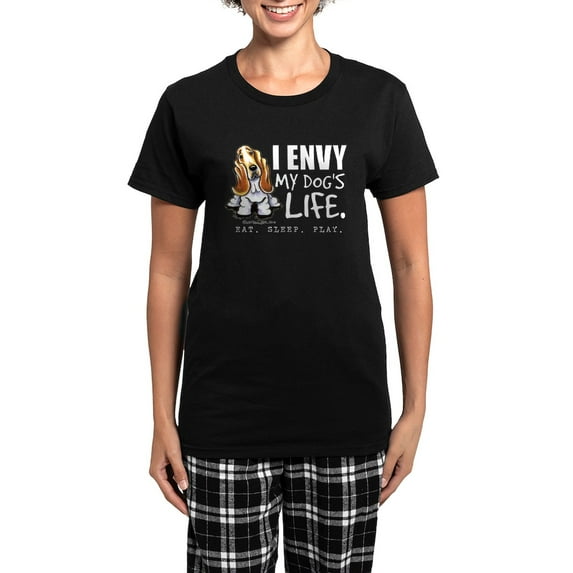CafePress - Basset Hound Envy Women's Dark Pajamas - Women's Short Sleeve Print T-Shirt and Pants Dark Cotton Pajama Set