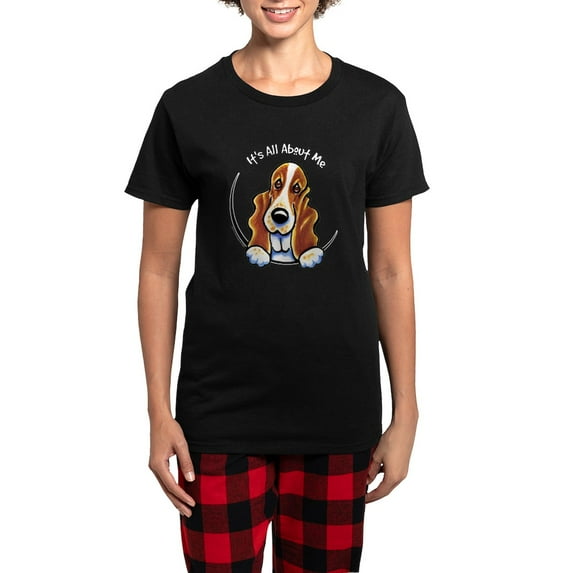CafePress - Basset Hound IAAM Pajamas - Women's Short Sleeve Print T-Shirt and Pants Dark Cotton Pajama Set