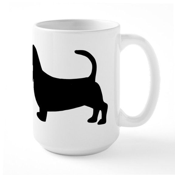 CafePress - Basset Hound Silhouette - 15 oz Ceramic Large White Novelty Mug