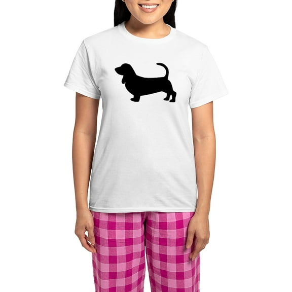 CafePress - Basset Hound Silhouette Women's Light Pajamas - Women's Short Sleeve Print T-Shirt and Pants Light Cotton Pajama Set