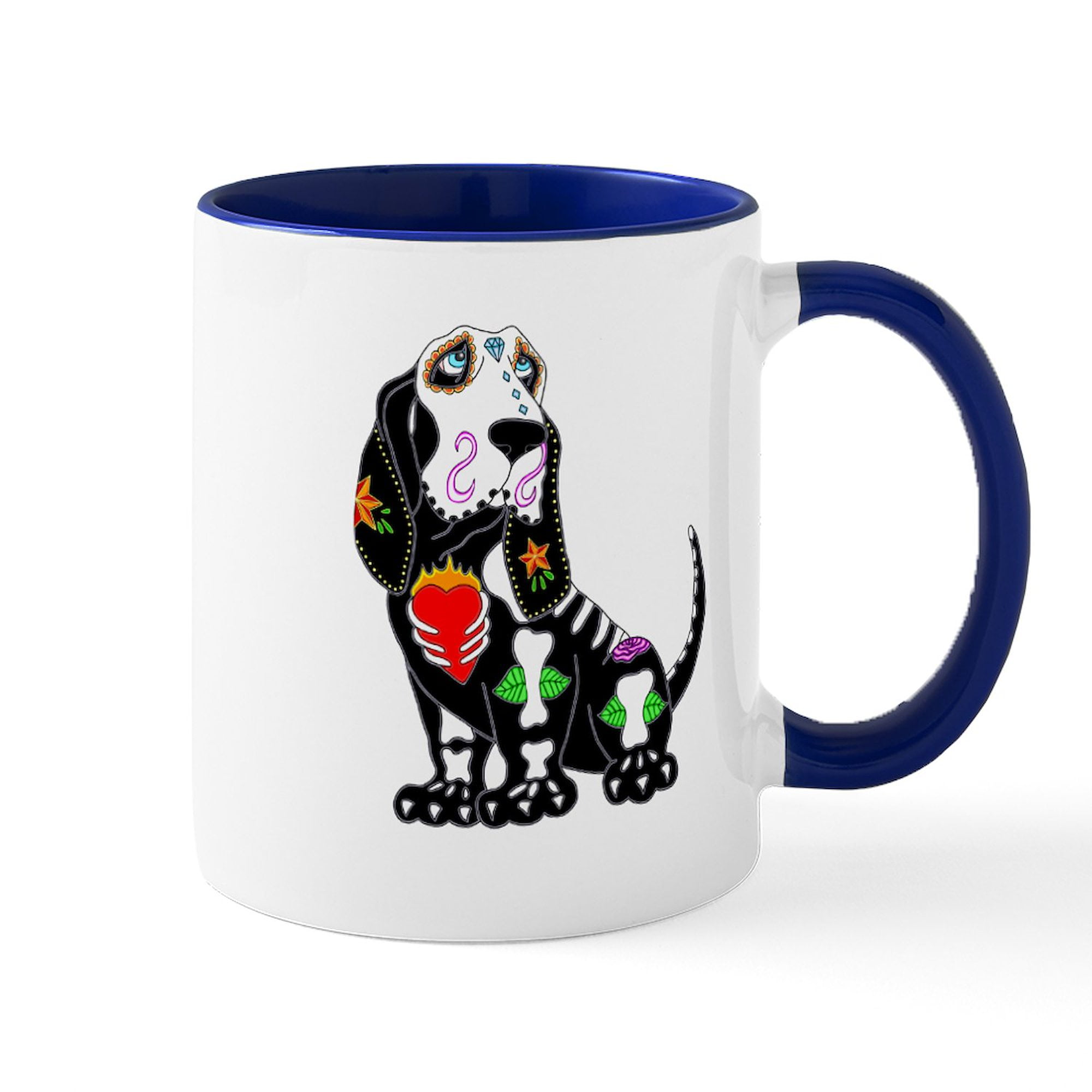 CafePress - Basset Hound Sugar Skull Mugs - 11 oz Ceramic Mug - Novelty  Coffee Tea Cup - Walmart.com, image size:2000x2000