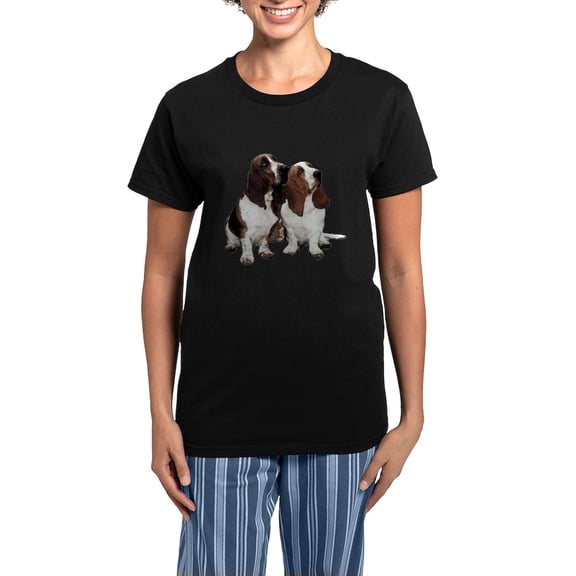 CafePress - Basset Hounds Women's Dark Pajamas - Women's Short Sleeve Print T-Shirt and Pants Dark Cotton Pajama Set