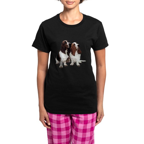 CafePress - Basset Hounds Women's Dark Pajamas - Women's Short Sleeve Print T-Shirt and Pants Dark Cotton Pajama Set