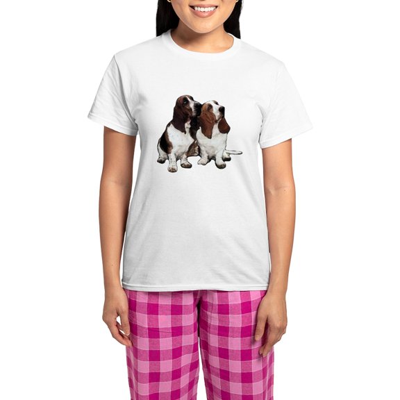 CafePress - Basset Hounds Women's Light Pajamas - Women's Short Sleeve Print T-Shirt and Pants Light Cotton Pajama Set
