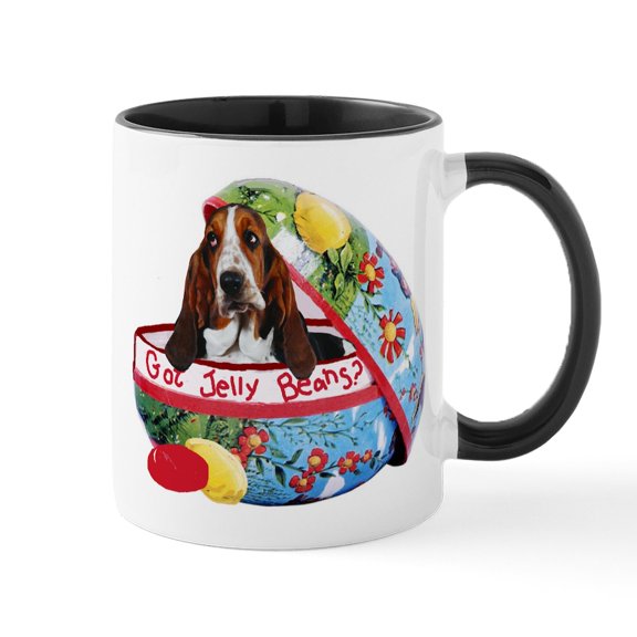 CafePress - Bassett Hound Easter Mug - 11 oz Ceramic Mug - Novelty Coffee Tea Cup