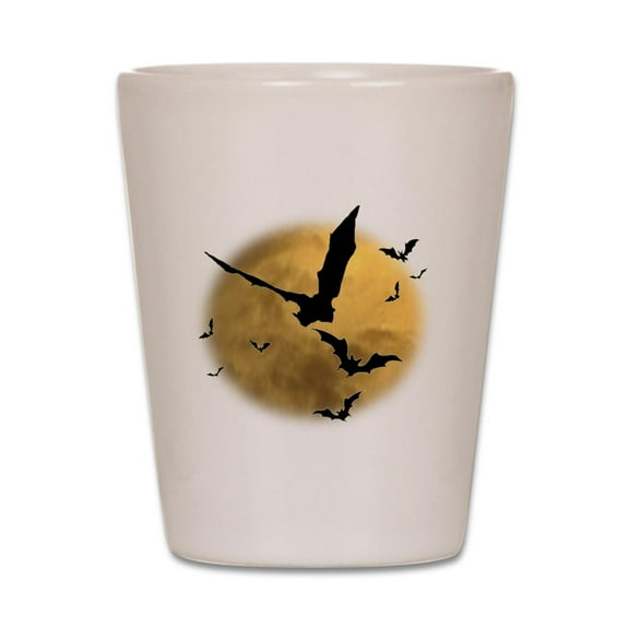 CafePress - Bats In The Evening - White Shot Glass, Unique and Funny Shot Glass