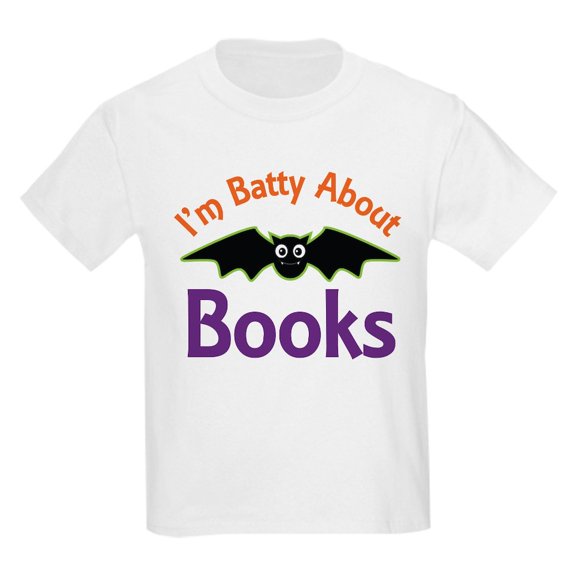 CafePress - Batty About Books Kids Light T Shirt - Light Classic Kids Graphic, Short Sleeve T-Shirt, Sizes XS-XL