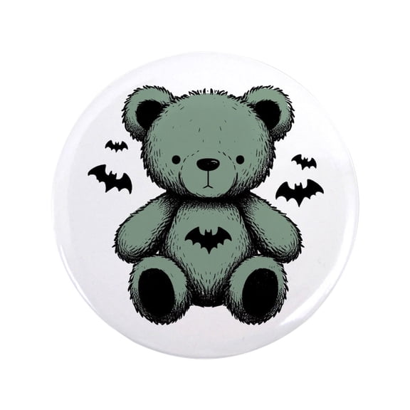 CafePress - Batty Bear Green 3.5 Button - 3.5" Button