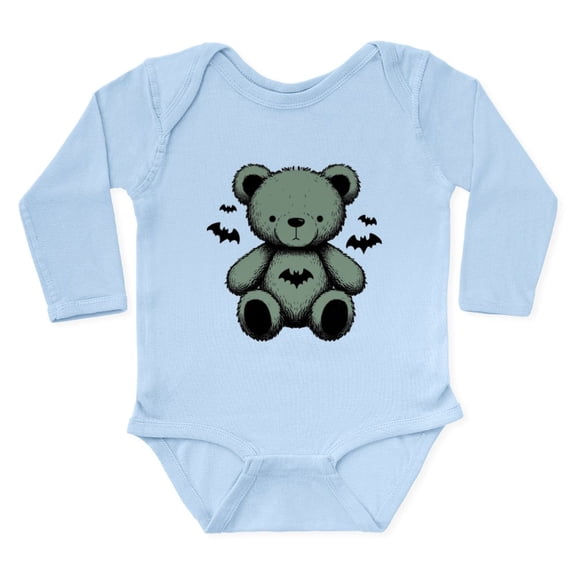 CafePress - Batty Bear Green Body Suit - Long Sleeve Cotton Baby Bodysuit