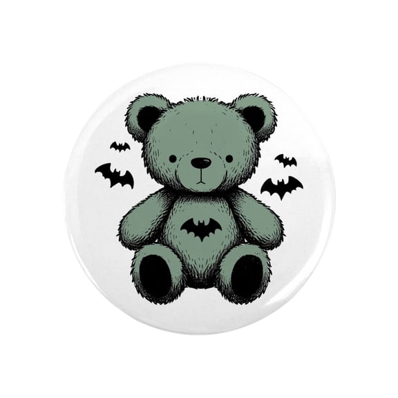 CafePress - Batty Bear Green Magnets - 2.25" Round Magnet, Refrigerator Magnet, Button Magnet Style