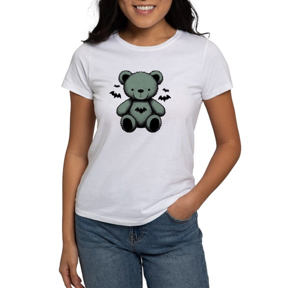 CafePress - Batty Bear Green T Shirt - Women's Classic T-Shirt