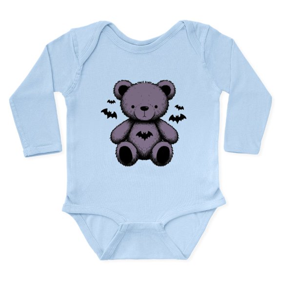CafePress - Batty Bear Purple Body Suit - Long Sleeve Cotton Baby Bodysuit